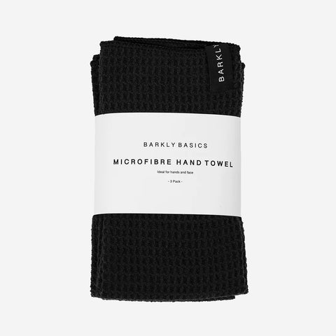 SIMPLE FORM. - Barkly Basics Barkly Basics Black Microfibre Hand Towel (3 pack) - 