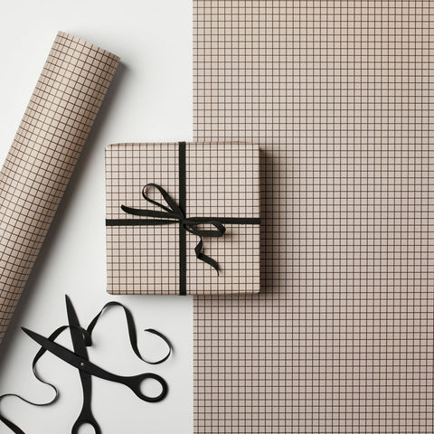 SIMPLE FORM. - Kinshipped Kinshipped Greige Graph Wrapping Paper - 