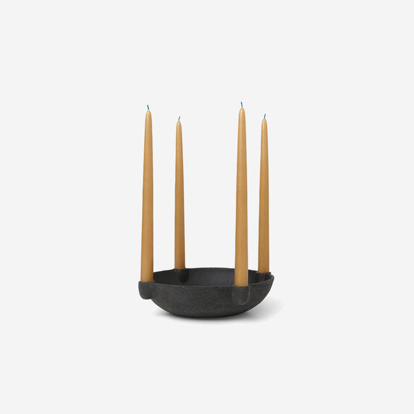 Ferm Living Bowl Candle Holder Large Ceramic Dark Simple Form