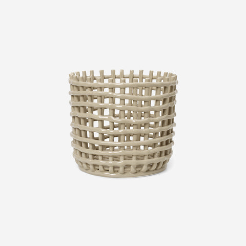 SIMPLE FORM. - Ferm Living Ferm Living Ceramic Basket Pot Large Cashmere - 