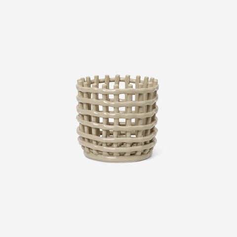 SIMPLE FORM. - Ferm Living Ferm Living Ceramic Basket Pot Small Cashmere - 
