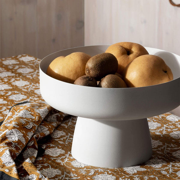 L&M Home Mona Pedestal Bowl Chalk Decor Simple Form