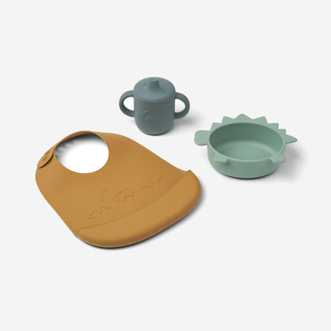 SIMPLE FORM. - Liewood Liewood Connor Baby Dining Set Dino Peppermint - 
