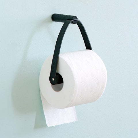 SIMPLE FORM. - By Wirth By Wirth Black Leather Toilet Paper Holder - 