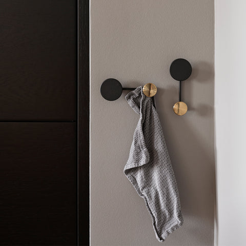 Audo Afteroom Coat Hanger Small Black Brass Hooks & Hangers Audo Copenhagen - [store_name]
