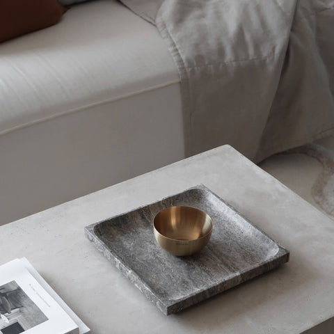 Behr & Co Stone Square Tray Silver Travertine