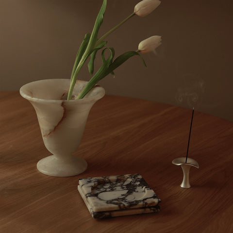Black Blaze Bell Vase White Onyx Decorative Bowl Black Blaze - [store_name]