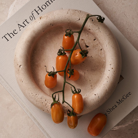 Black Blaze Halo Tray Travertine Decorative Tray Black Blaze - [store_name]