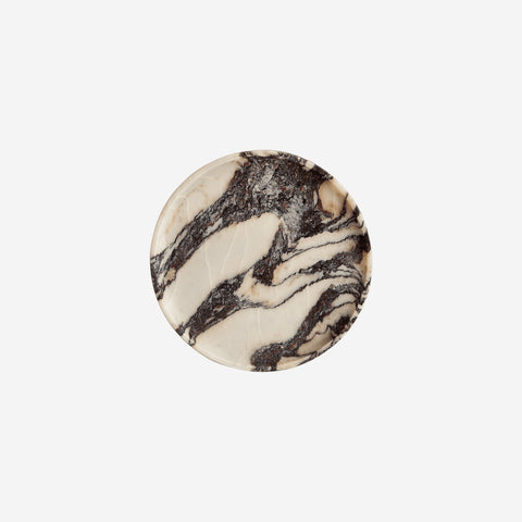 Black Blaze Linea Round Marble Tray Calacatta Decorative Tray Black Blaze - [store_name]