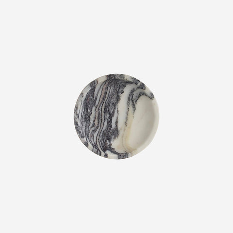 Black Blaze Linea Round Marble Tray Small Calacatta Decorative Tray Black Blaze - [store_name]