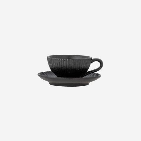 Bloomingville Neri Black Cappuccino Cup with Saucer Mug Bloomingville - [store_name]