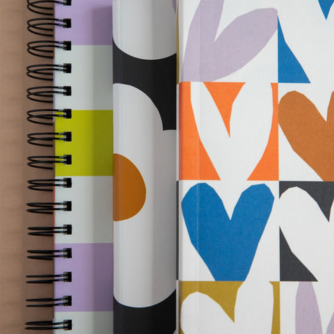 Caroline Gardner Multi Checkmate Hearts A5 Soft Cover Notebook Notebook Caroline Gardner - [store_name]