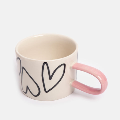 Caroline Gardner Outline Hearts Ceramic Mug Mug Caroline Gardner - [store_name]