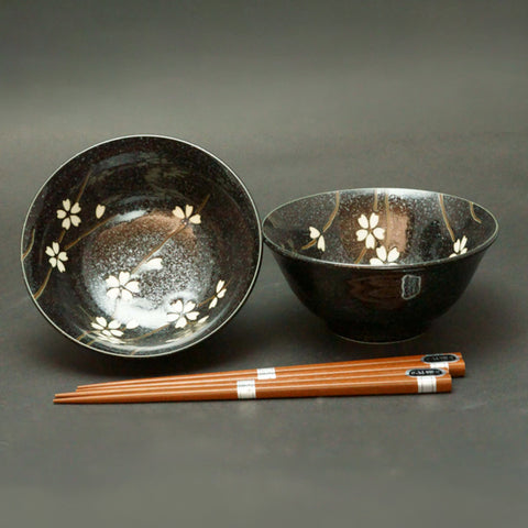 Concept Japan Soushunka Black Bowl with Chopstick Set Bowls Concept Japan - [store_name]
