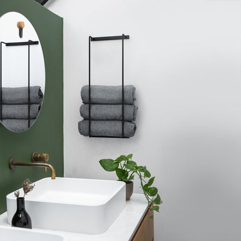 Ekta Living Bathroom Rack Black Oak Wall Racks Ekta Living    - [store_name]