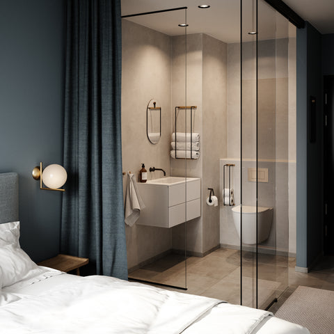 Ekta Living Bathroom Rack Smoked Oak Wall Rack Ekta Living    - [store_name]