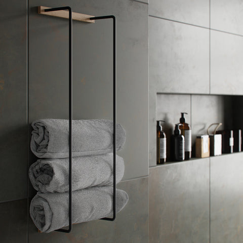 Ekta Living Bathroom Rack Smoked Oak Wall Racks Ekta Living    - [store_name]