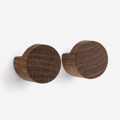 Ekta Living Wood Knot Hook Small Set Smoked Oak Wall Hooks Ekta Living    - [store_name]