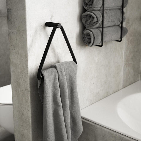 Ekta Living Towel Hanger Leather Black Oak Towel Hanger Ekta Living    - [store_name]