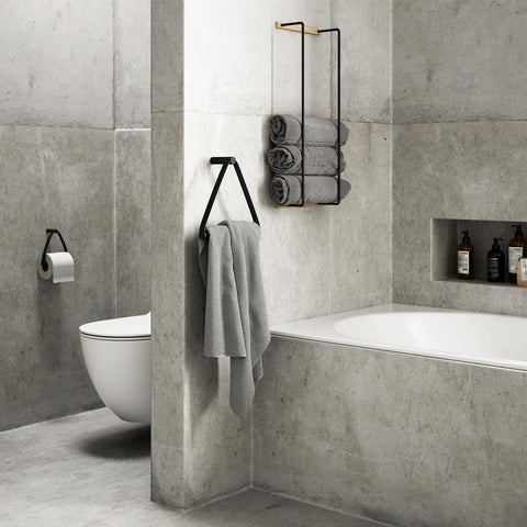 Ekta Living Toilet Roll Holder Leather Black Oak Toilet Paper Holder Ekta Living    - [store_name]