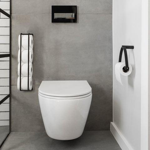 Ekta Living Bathroom Rack Black Oak Wall Rack Ekta Living    - [store_name]