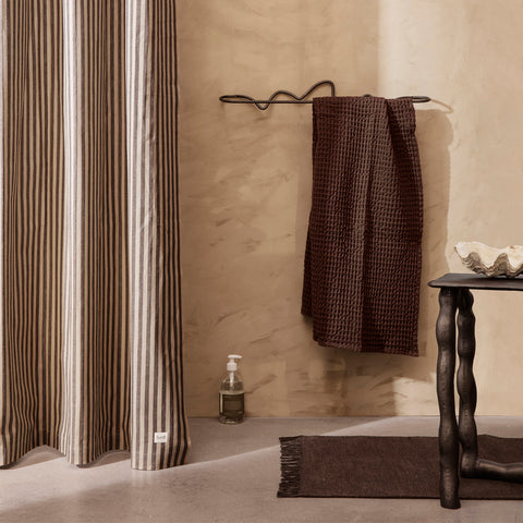Ferm Living Chambray Shower Curtain Sand Black Shower Curtain Ferm Living    - [store_name]
