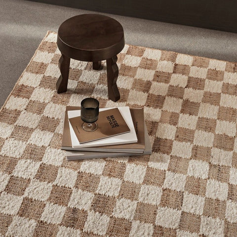 Ferm Living Checked Wool Jute Rug Natural 140x200 Rug Ferm Living - [store_name]