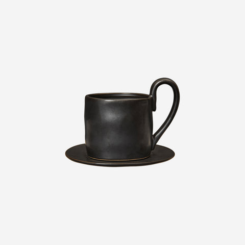 Ferm Living Flow Mug With Saucer Black Mug Ferm Living - [store_name]