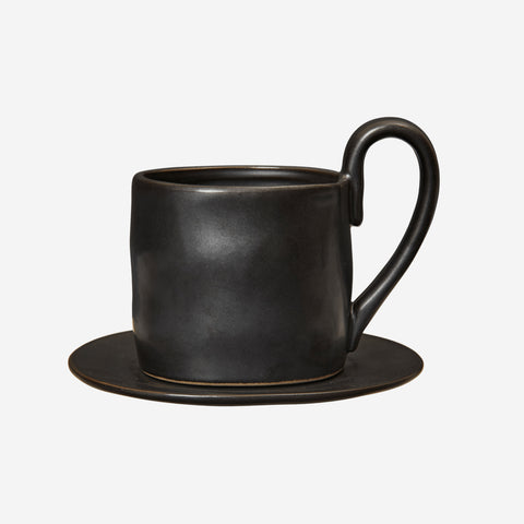 Ferm Living Flow Mug With Saucer Black Mug Ferm Living - [store_name]