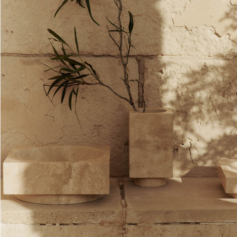 Ferm Living Hew Centrepiece Travertine High Decorative Tray Ferm Living - [store_name]