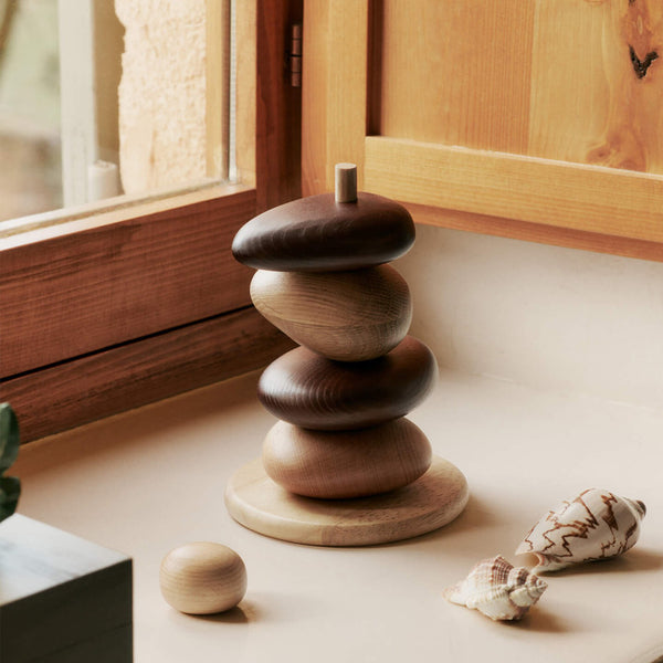 Ferm Living Pebble Stacking Blocks | Wooden Sculpture | Simple Form