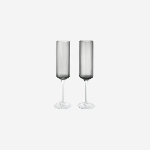 Ferm Living Ripple Champagne Flutes Smoke