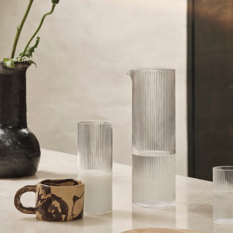 Ferm Living Ripple Water Jug Smoke Glasses Ferm Living - [store_name]