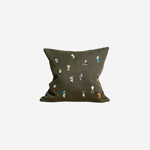 Fine Little Day Golfers Embroidered Cushion Cover 48x48cm Art Print Fine Little Day - [store_name]