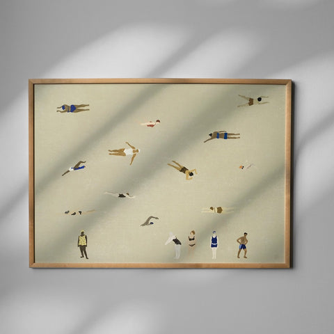 Fine Little Day Swimmers Print Sand 40x50cm Art Print Fine Little Day - [store_name]