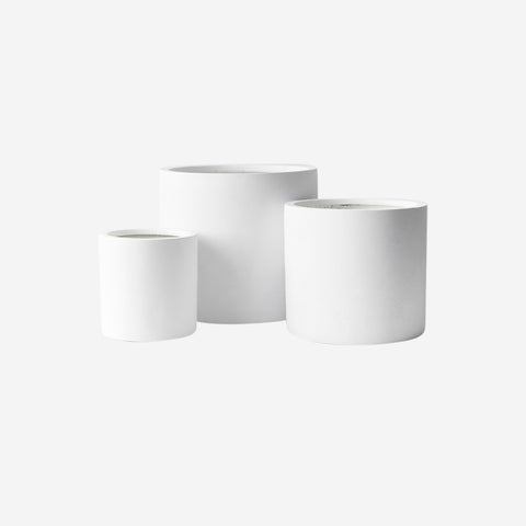 Floral Interiors Cylinder Pot Set of 3 White Pot Floral Interiors - [store_name]