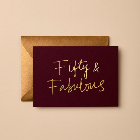 Gabrielle and Celine Card Fifty And Fabulous Birthday Wine Greeting Card Gabrielle and Celine - [store_name]