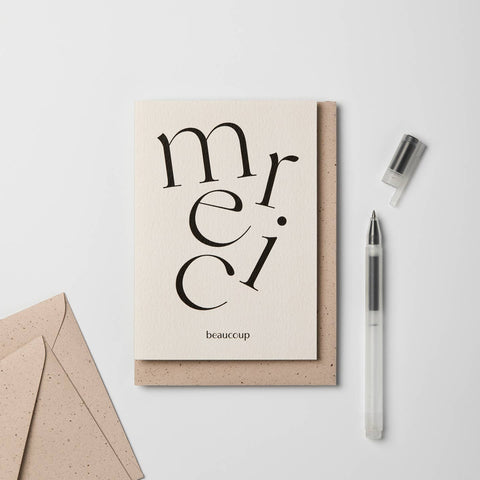 Kinshipped Card Serif Merci Beaucoup Greeting Card Kinshipped    - [store_name]