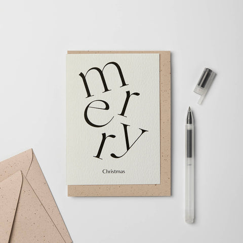 Kinshipped Card Serif Type Merry Christmas Greeting Card Kinshipped    - [store_name]