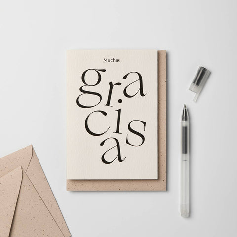 Kinshipped Card Serif Muchas Gracias Greeting Card Kinshipped    - [store_name]
