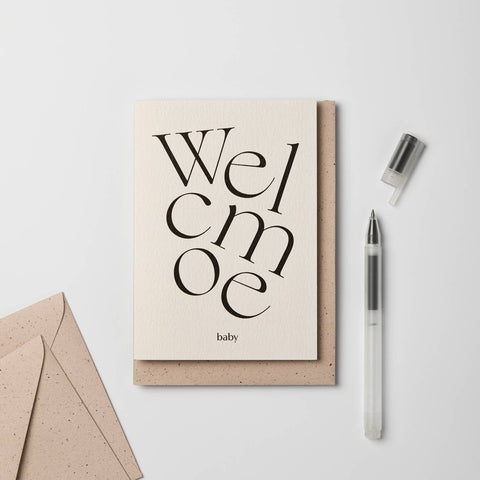 Kinshipped Card Serif Welcome Baby Greeting Card Kinshipped    - [store_name]