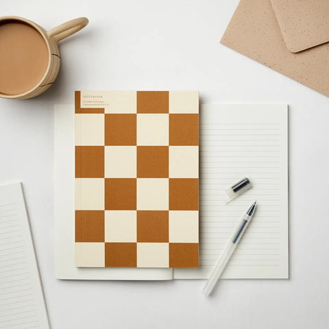 SIMPLE FORM. - Kinshipped Kinshipped Mustard Checkerboard Notebook - 