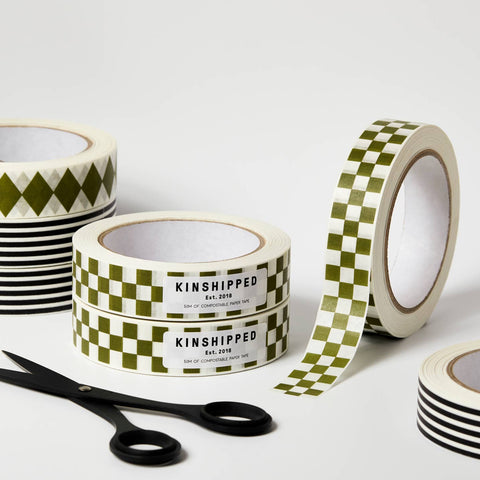 Kinshipped Paper Tape Checkerboard Moss Green Tape Kinshipped    - [store_name]