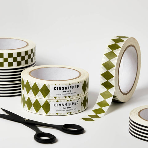 Kinshipped Paper Tape Harlequin Moss Green Tape Kinshipped    - [store_name]