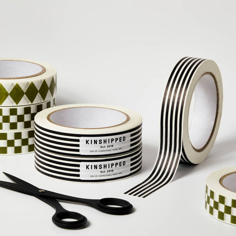Kinshipped Paper Tape Black Stripes Tape Kinshipped    - [store_name]