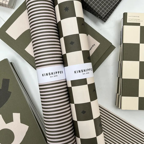 SIMPLE FORM. - Kinshipped Kinshipped Thin Green Striped Wrapping Paper - 