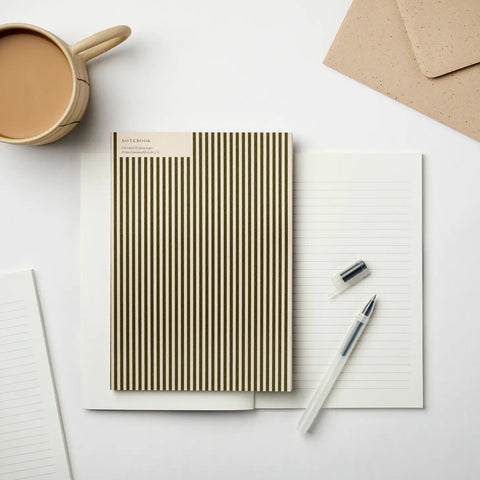SIMPLE FORM. - Kinshipped Kinshipped Green Thin Stripe Notebook - 