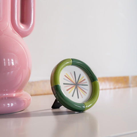 Klevering Photo Frame Rift Round Small Green