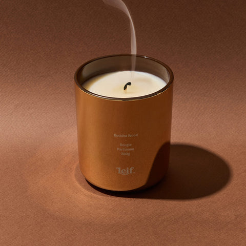 Leif Limited Edition Holiday Buddha Wood Gold Candle
