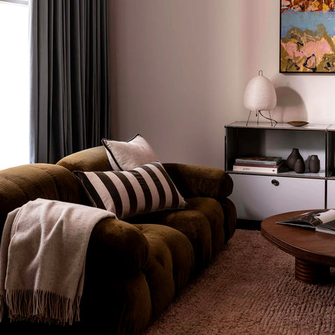 SIMPLE FORM. - LM Home L&M Home Etro Stripe Velvet Cushion Olive Green - 